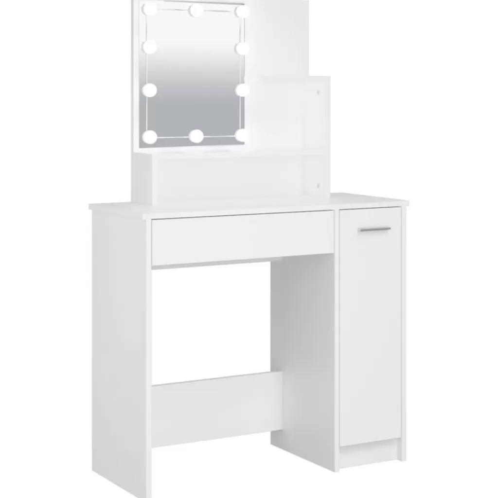 vidaXL Kasten & Opbergmeubelen> Kaptafel Met Led-Verlichting 86,5X35X136 Cm Wit