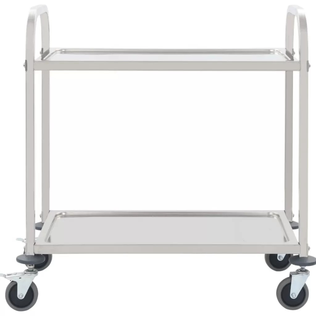 vidaXL Trolleys> Keukentrolley 2-Laags 95X45X83,5 Cm Roestvrij Staal