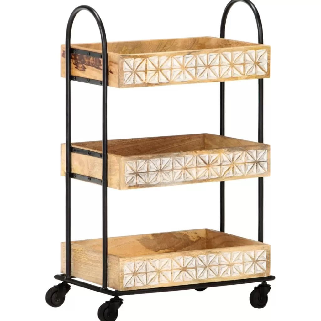 vidaXL Trolleys> Keukentrolley 3-Laags 46X30X76 Cm Massief Mangohout