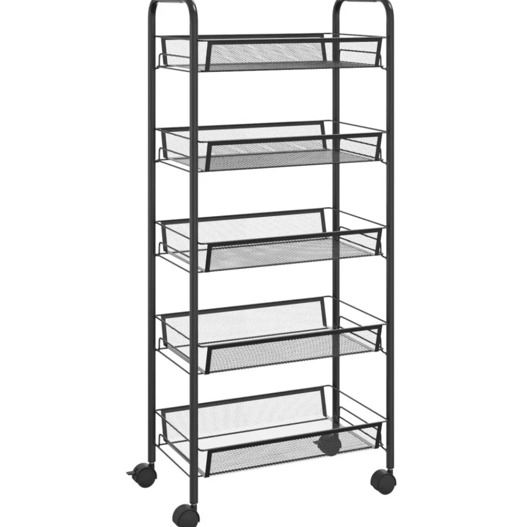 vidaXL Trolleys> Keukentrolley 5-Laags 46X26X105 Cm Ijzer Zwart