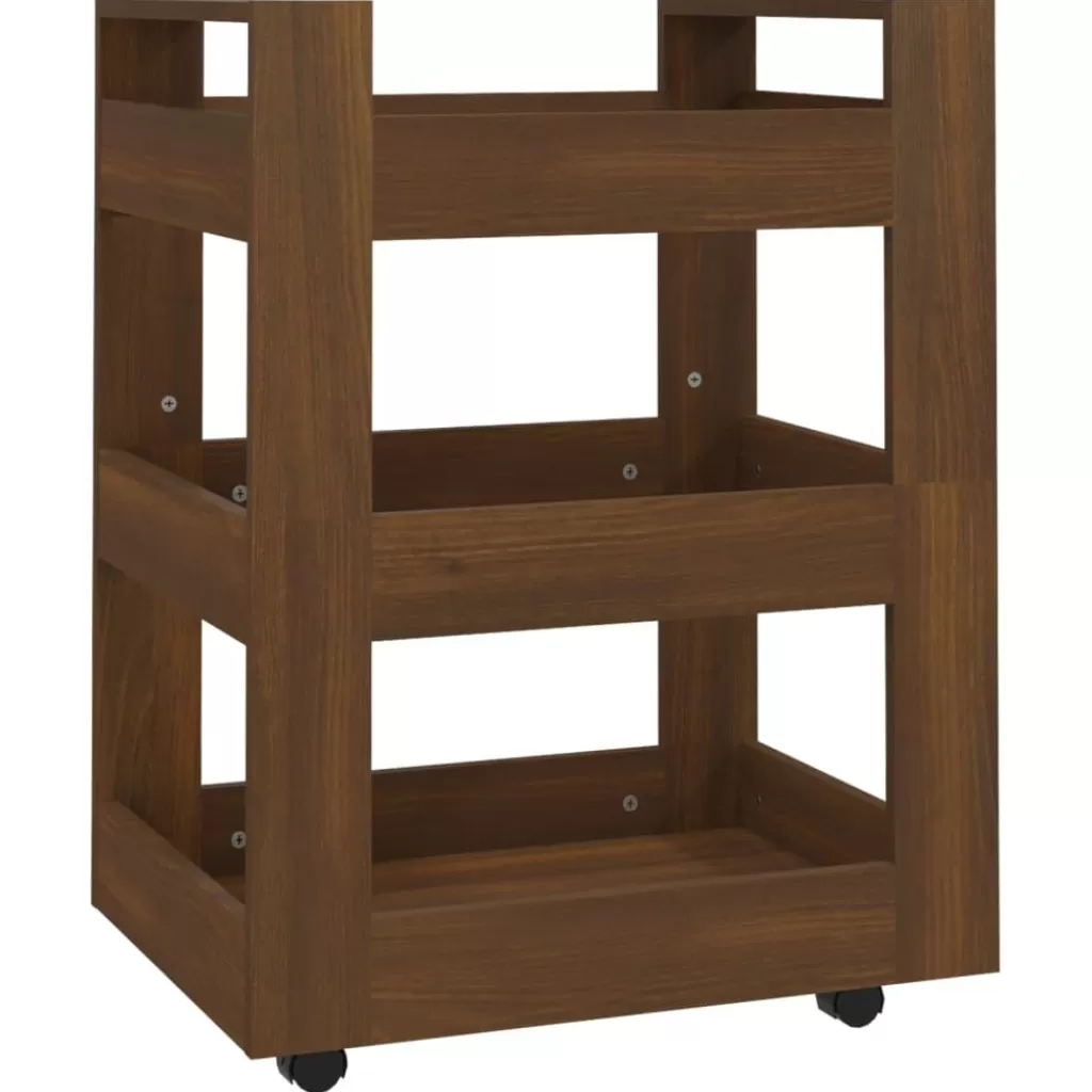 vidaXL Trolleys> Keukentrolley 60X45X80 Cm Bewerkt Hout Bruin Eikenkleur