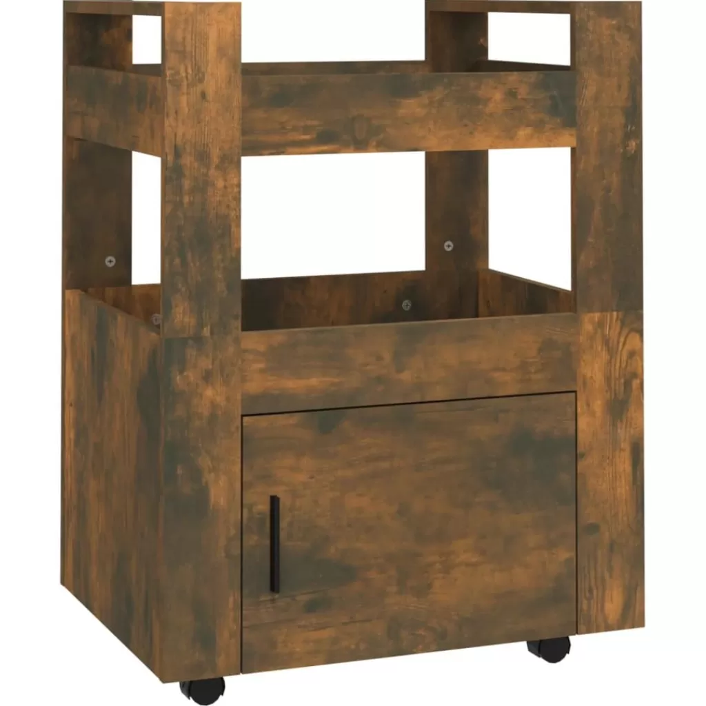 vidaXL Trolleys> Keukentrolley 60X45X80 Cm Bewerkt Hout Gerookt Eikenkleurig