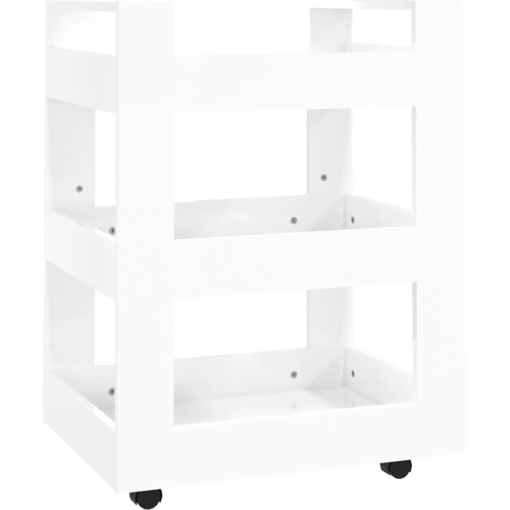 vidaXL Trolleys> Keukentrolley 60X45X80 Cm Bewerkt Hout Hoogglans Wit