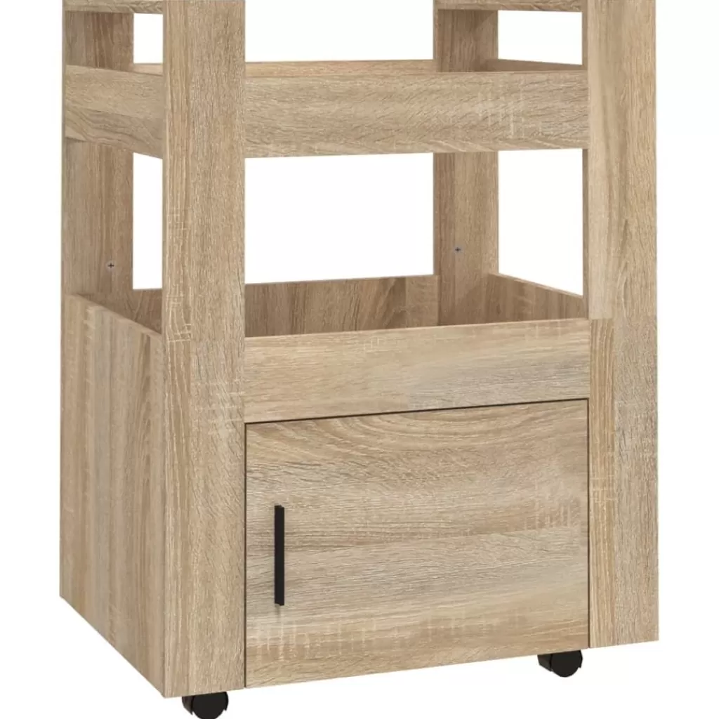 vidaXL Trolleys> Keukentrolley 60X45X80 Cm Bewerkt Hout Sonoma Eikenkleurig