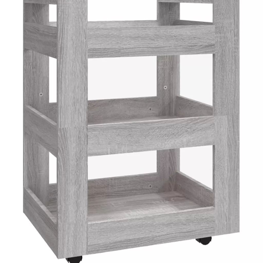 vidaXL Trolleys> Keukentrolley 60X45X80Cm Bewerkt Hout Grijs Sonoma Eikenkleurig