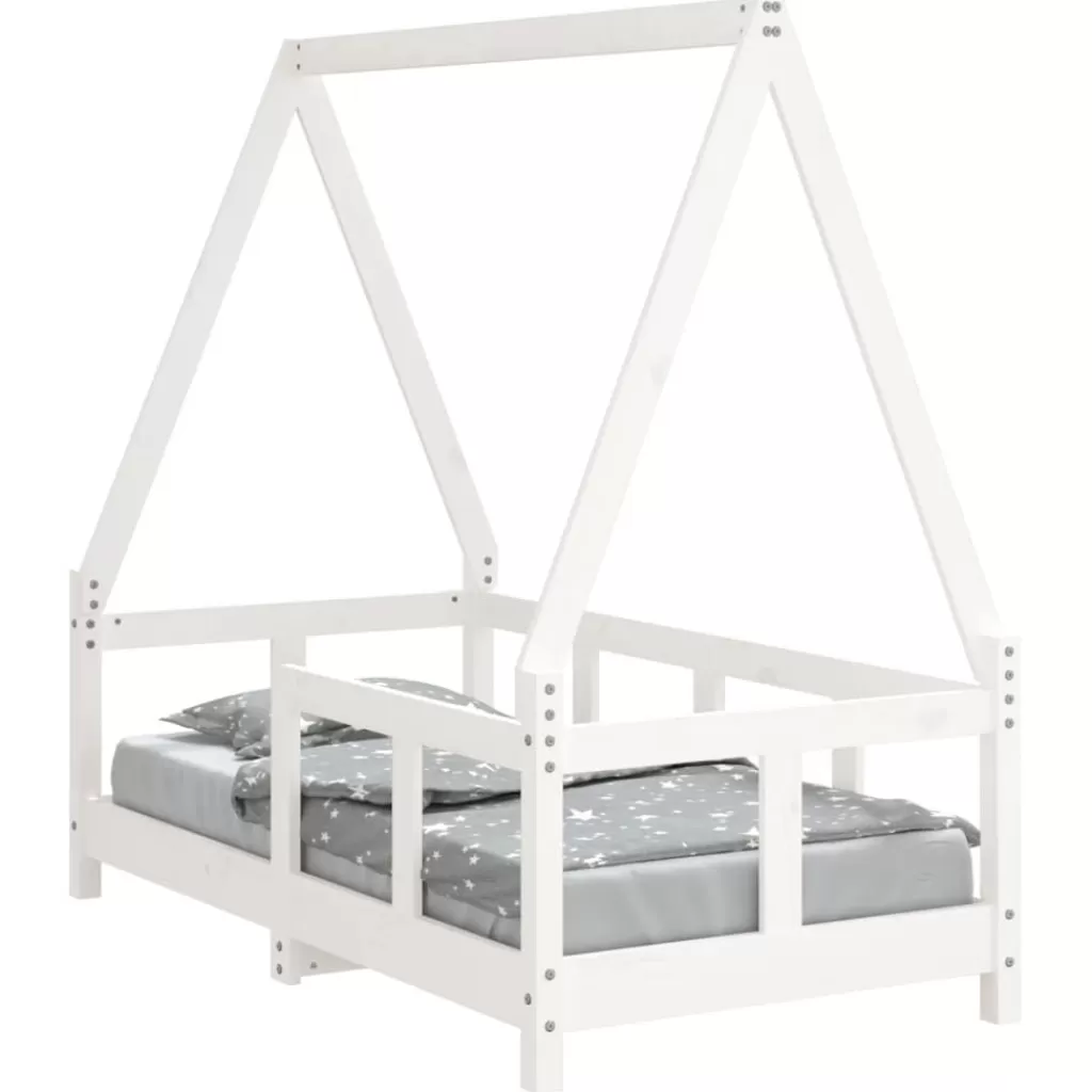 vidaXL Meubelen Voor Baby'S & Peuters> Kinderbedframe 70X140 Cm Massief Grenenhout Wit