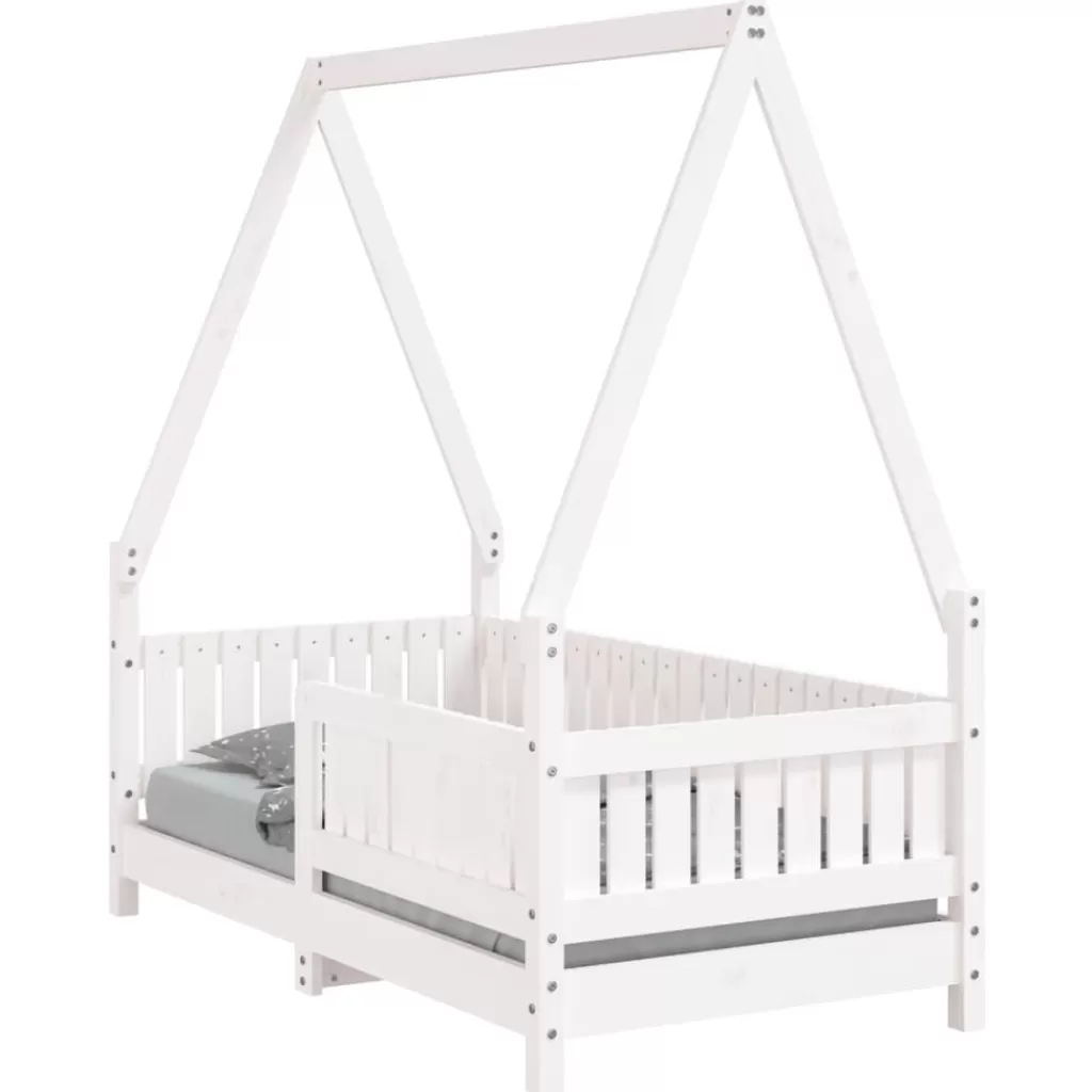 vidaXL Meubelen Voor Baby'S & Peuters> Kinderbedframe 70X140 Cm Massief Grenenhout Wit