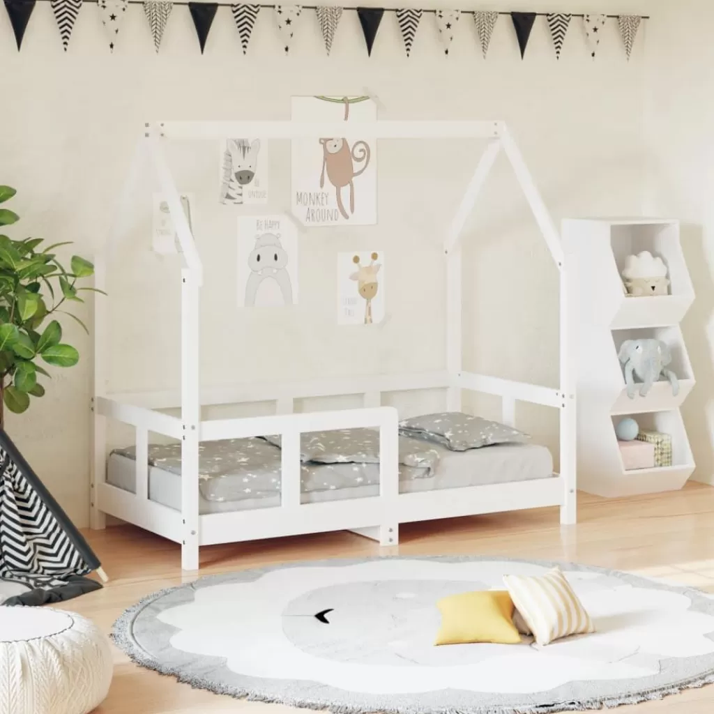 vidaXL Meubelen Voor Baby'S & Peuters> Kinderbedframe 70X140 Cm Massief Grenenhout Wit