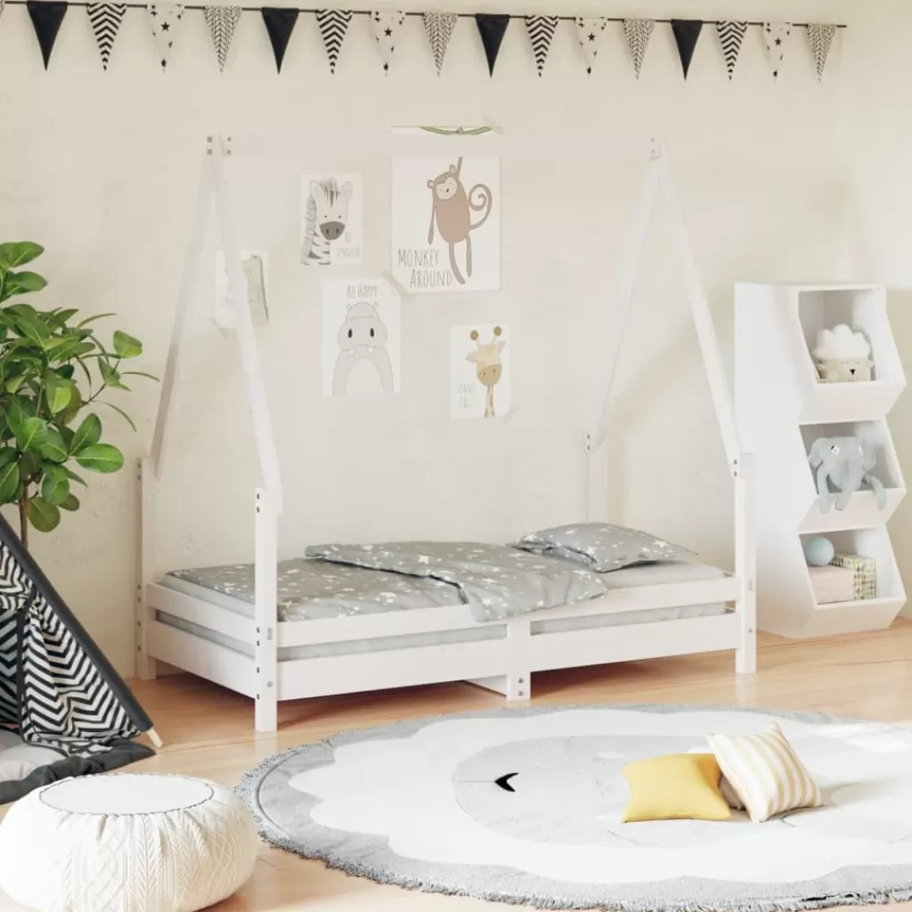 vidaXL Meubelen Voor Baby'S & Peuters> Kinderbedframe 70X140 Cm Massief Grenenhout Wit