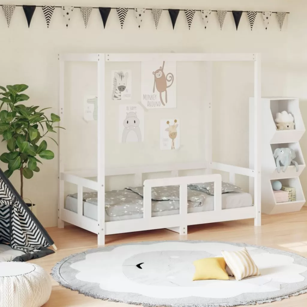 vidaXL Meubelen Voor Baby'S & Peuters> Kinderbedframe 70X140 Cm Massief Grenenhout Wit