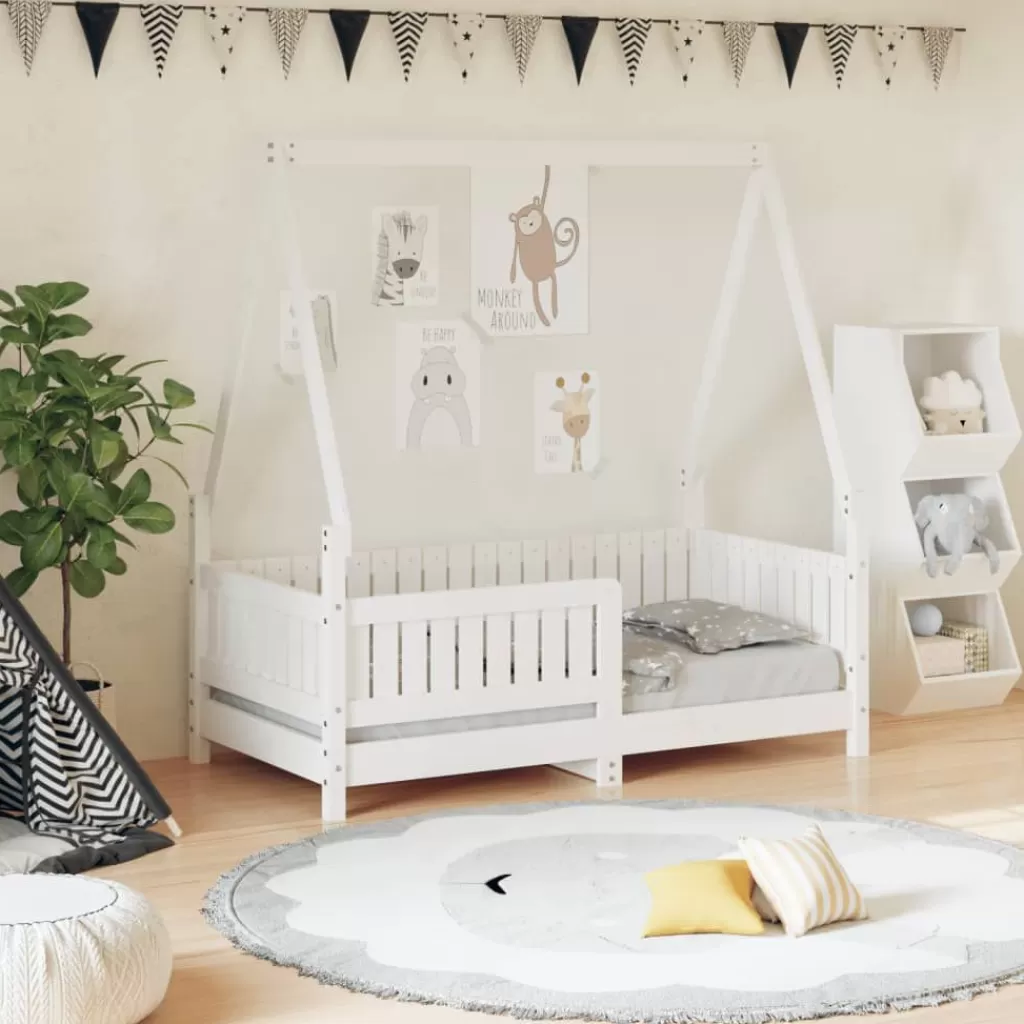 vidaXL Meubelen Voor Baby'S & Peuters> Kinderbedframe 70X140 Cm Massief Grenenhout Wit