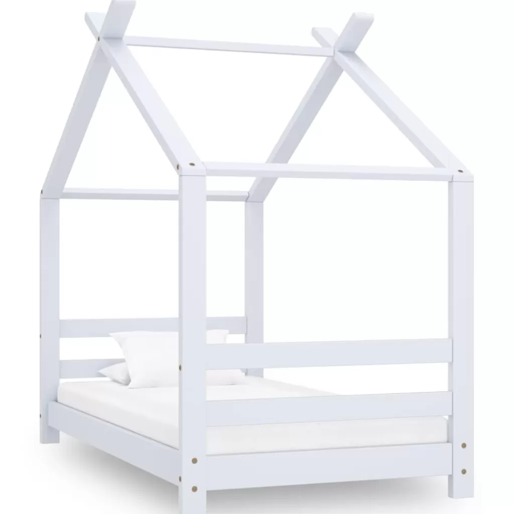 vidaXL Meubelen Voor Baby'S & Peuters> Kinderbedframe Massief Grenenhout Wit 70X140 Cm