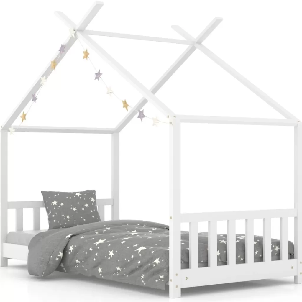 vidaXL Meubelen Voor Baby'S & Peuters> Kinderbedframe Massief Grenenhout Wit 70X140 Cm