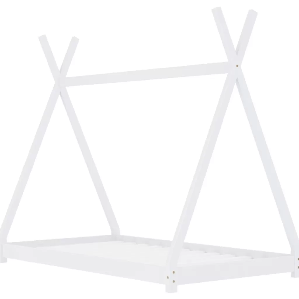 vidaXL Meubelen Voor Baby'S & Peuters> Kinderbedframe Massief Grenenhout Wit 70X140 Cm