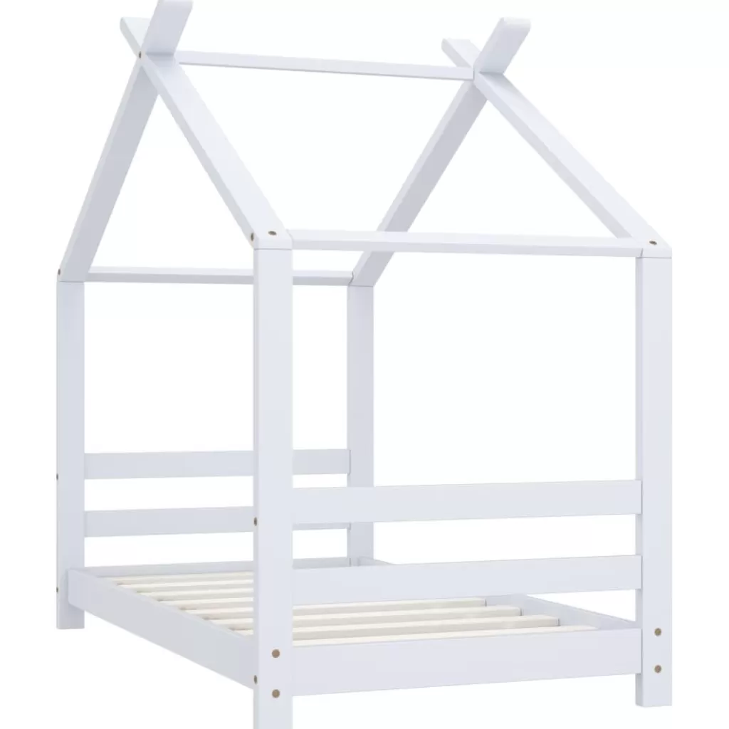 vidaXL Meubelen Voor Baby'S & Peuters> Kinderbedframe Massief Grenenhout Wit 70X140 Cm