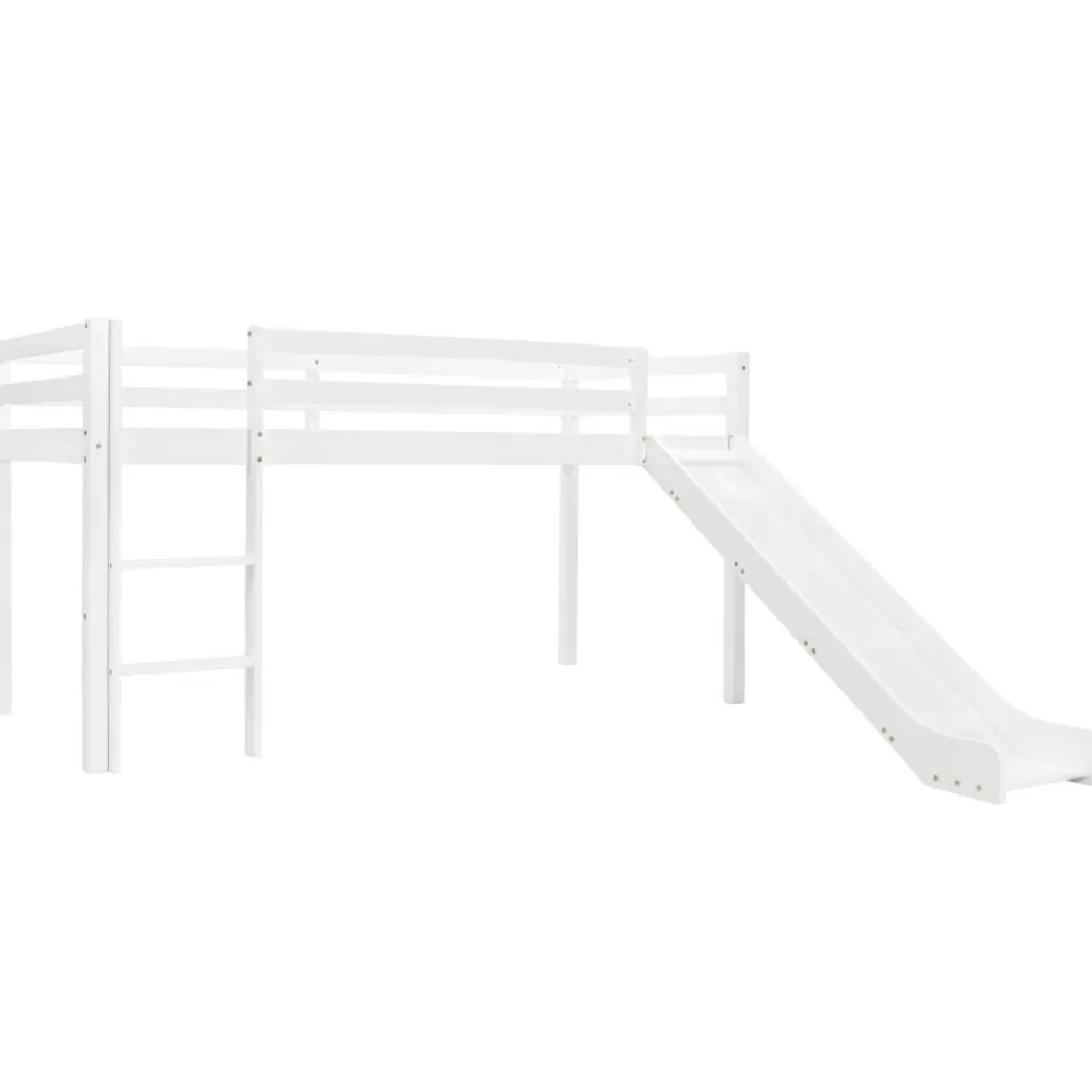 vidaXL Meubelen Voor Baby'S & Peuters> Kinderhoogslaper Met Glijbaan En Ladder Grenenhout 97X208 Cm