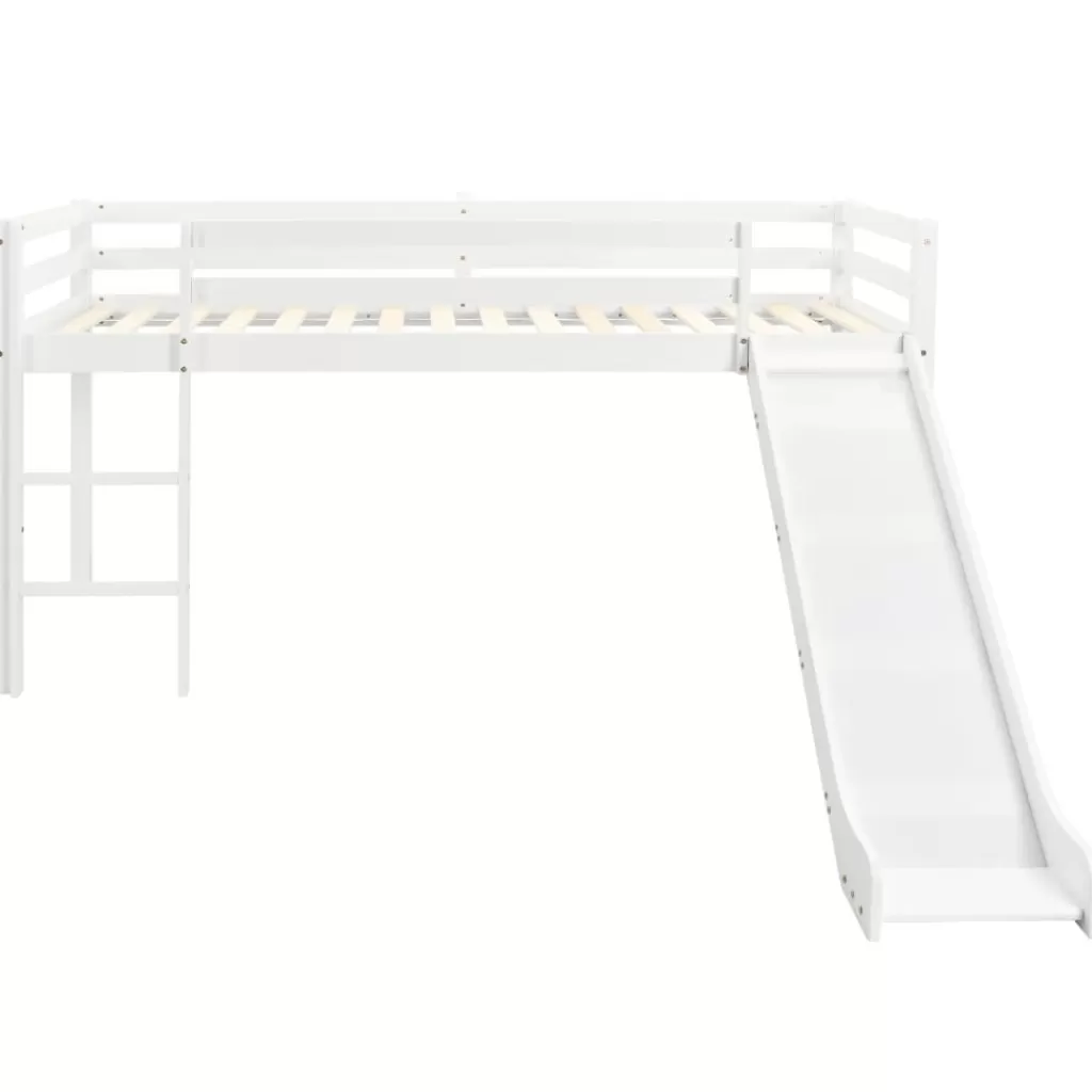 vidaXL Meubelen Voor Baby'S & Peuters> Kinderhoogslaper Met Glijbaan En Ladder Grenenhout 97X208 Cm