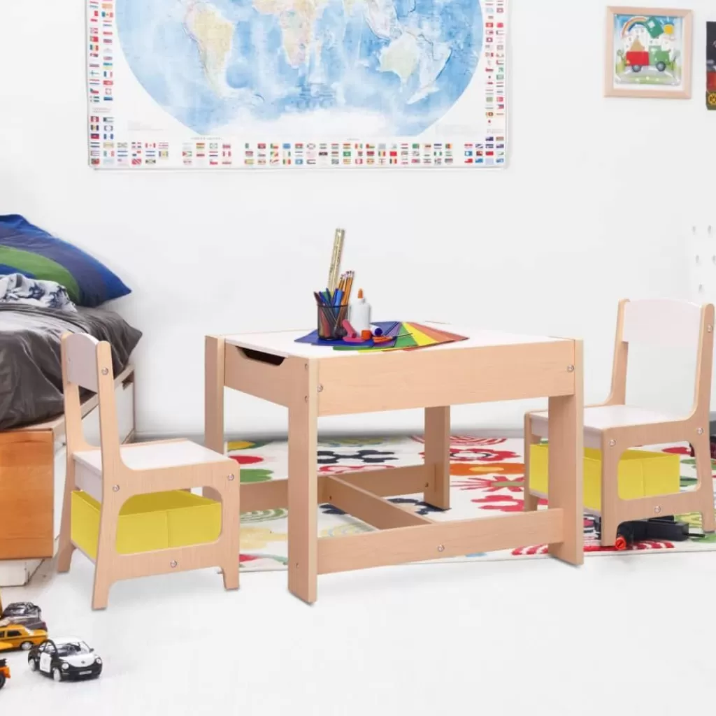 vidaXL Meubelen Voor Baby'S & Peuters> Kindertafel Met 2 Stoelen Mdf