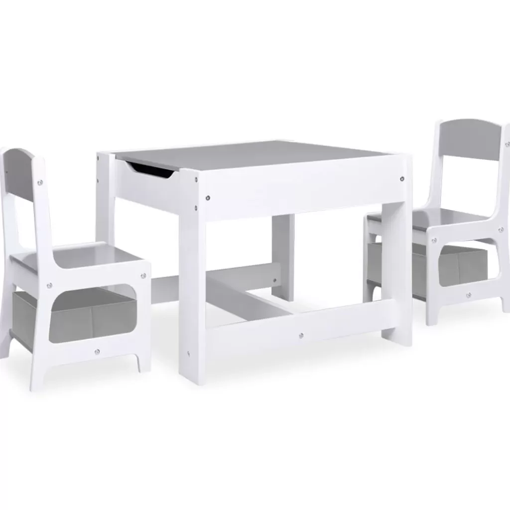 vidaXL Meubelen Voor Baby'S & Peuters> Kindertafel Met 2 Stoelen Mdf Wit