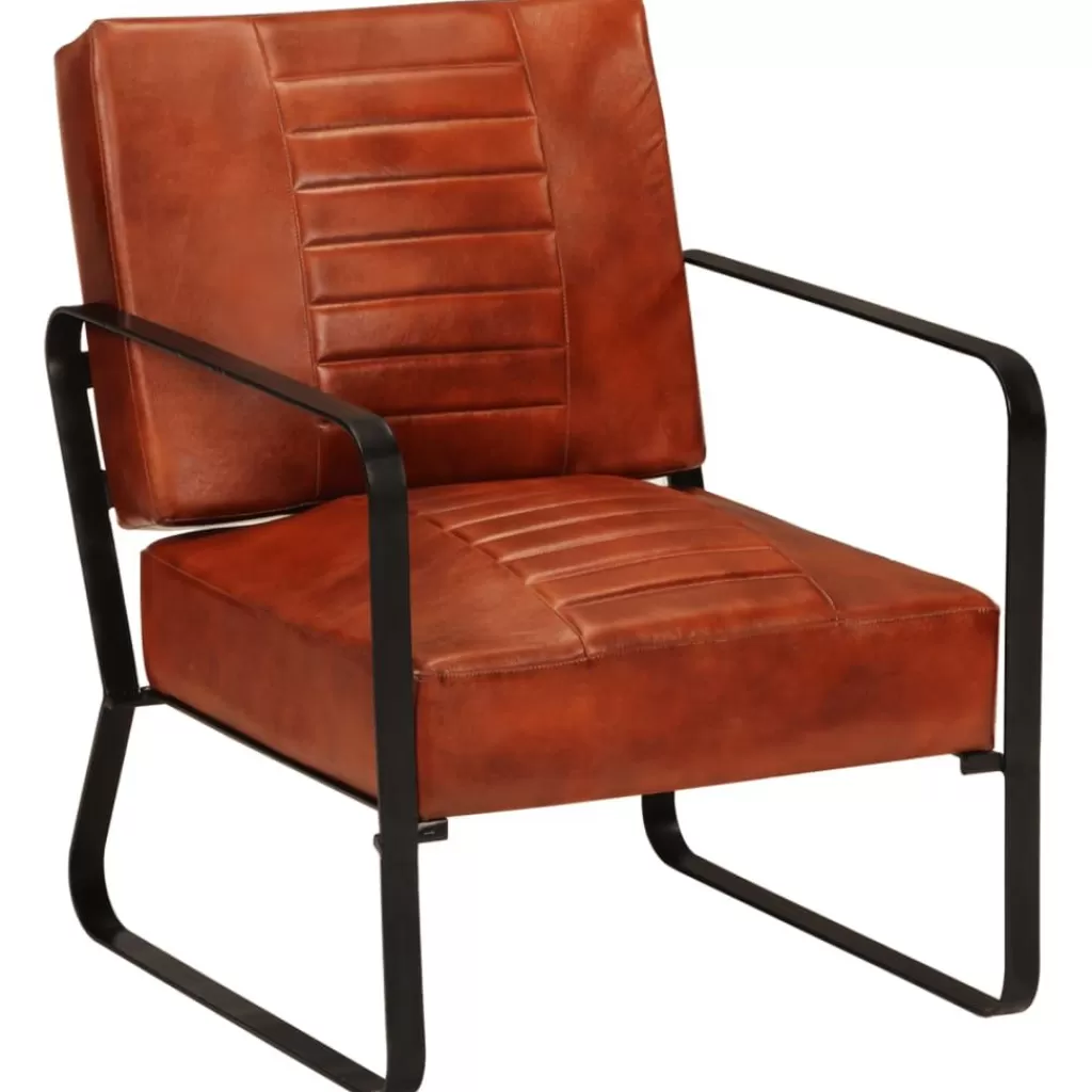 vidaXL Stoelen> Loungestoel 58,5X64X76 Cm Echt Leer Bruin