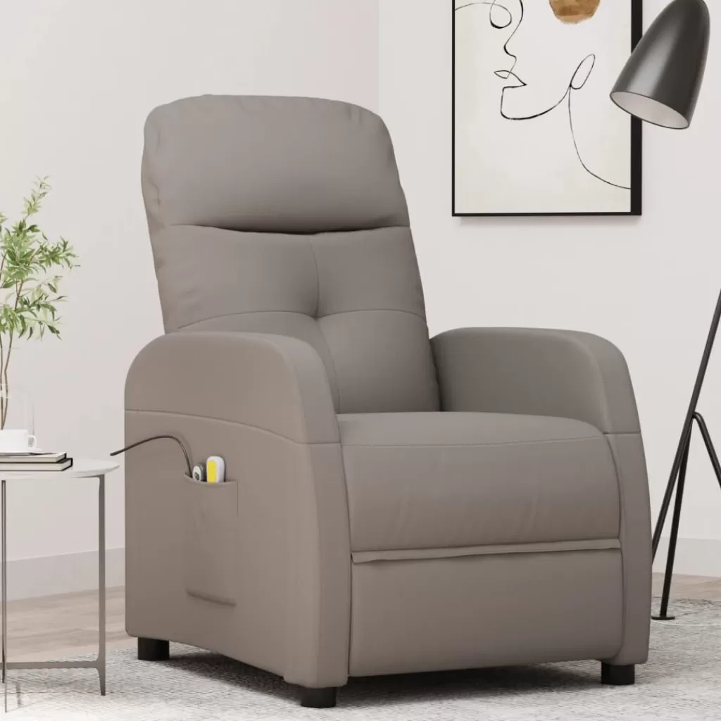 vidaXL Stoelen> Massagestoel Elektrisch Stof Taupe