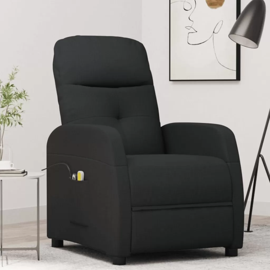 vidaXL Stoelen> Massagestoel Elektrisch Stof Zwart