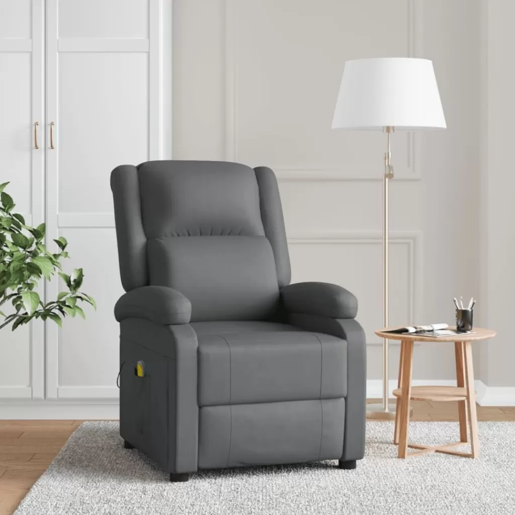 vidaXL Stoelen> Massagestoel Kunstleer Antracietkleurig