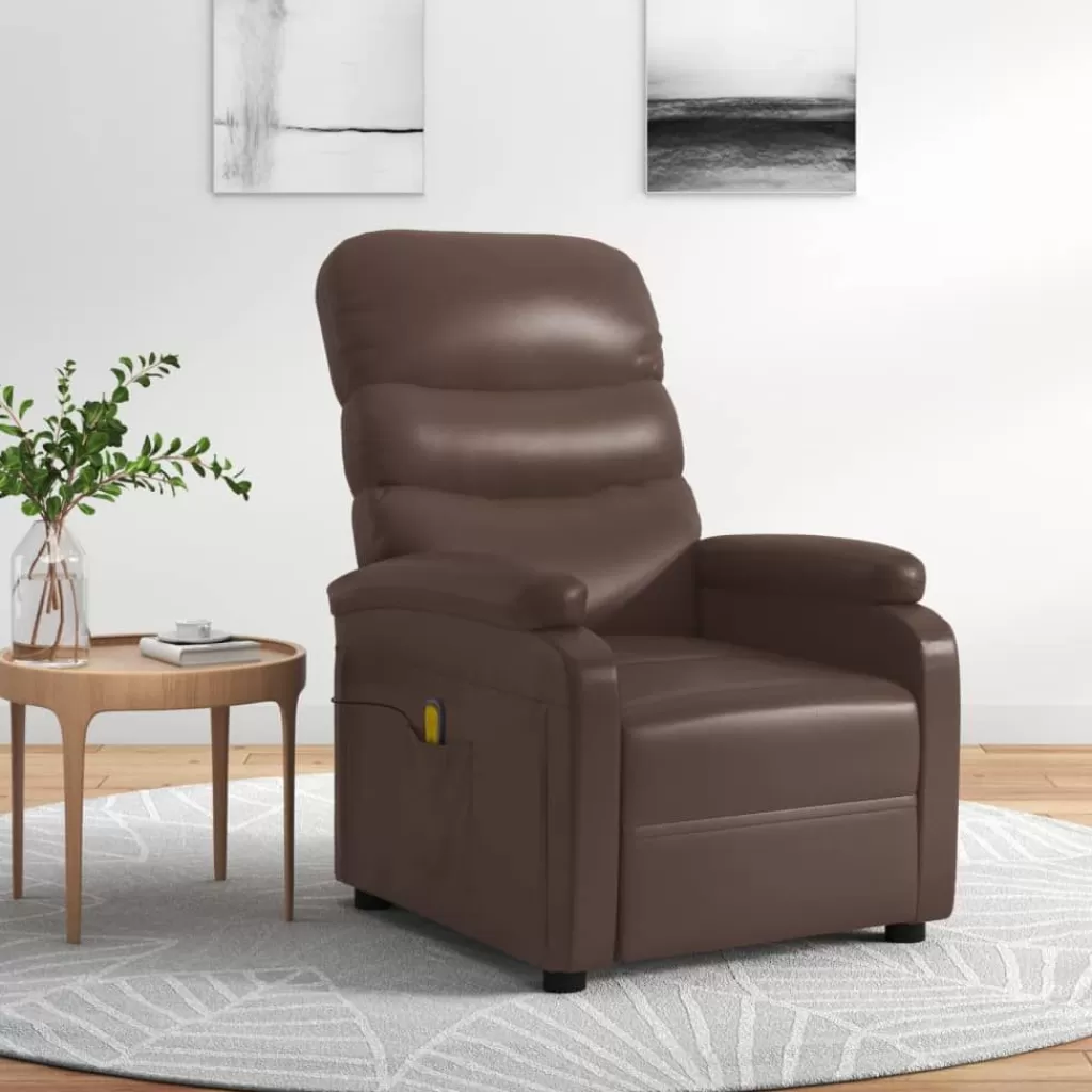 vidaXL Stoelen> Massagestoel Kunstleer Bruin