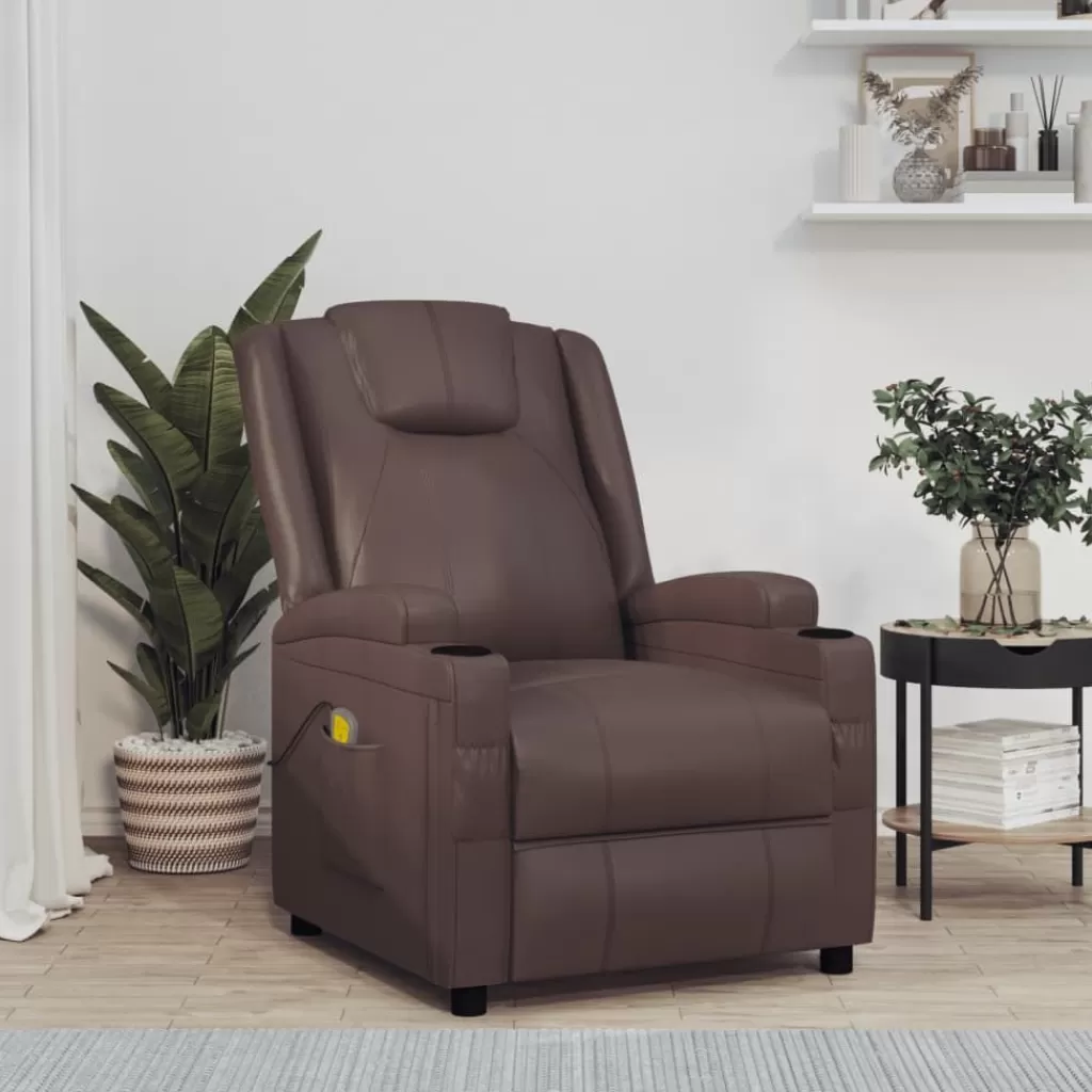 vidaXL Stoelen> Massagestoel Kunstleer Bruin