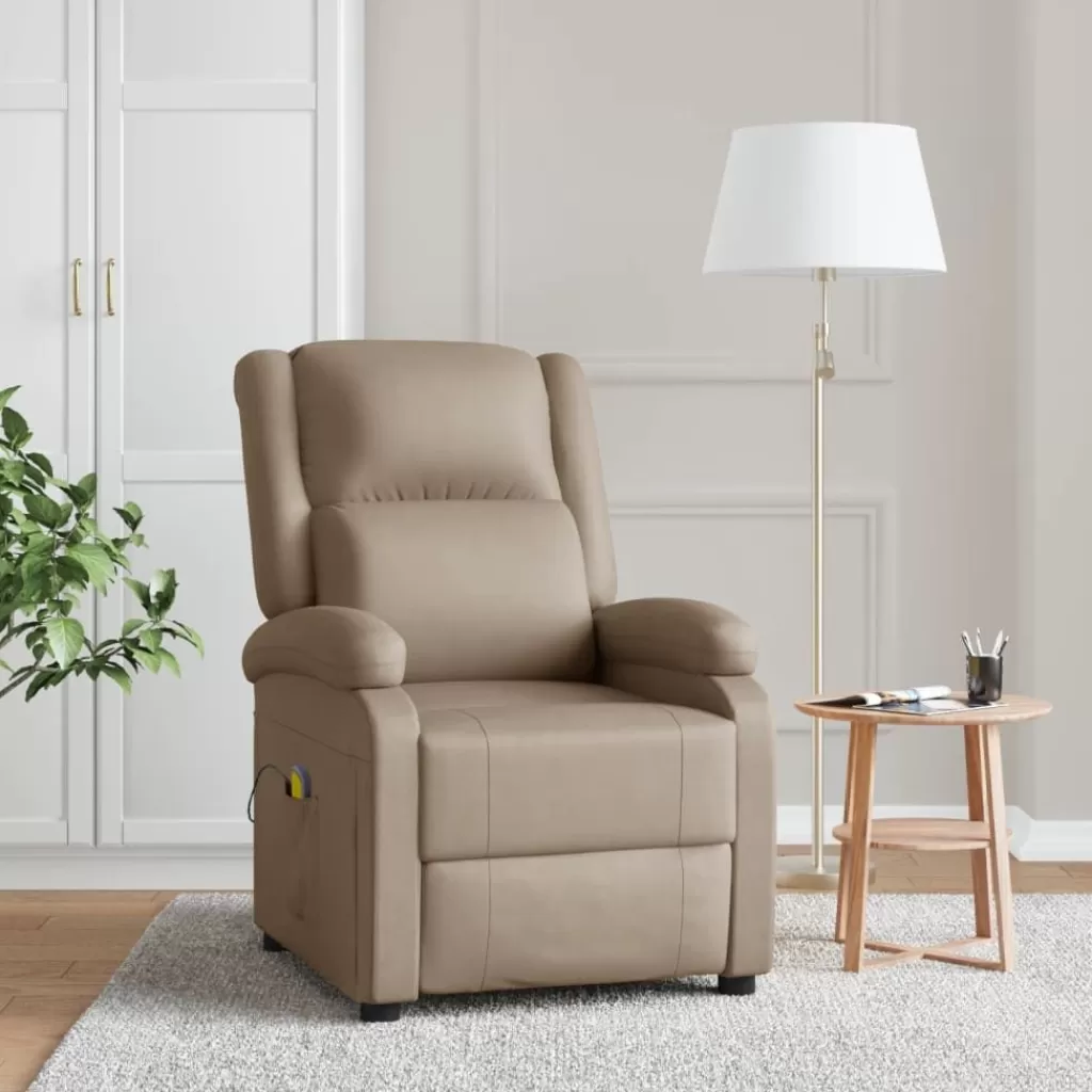 vidaXL Stoelen> Massagestoel Kunstleer Cappuccinokleurig