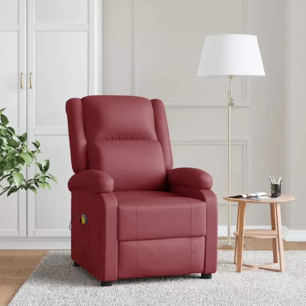 vidaXL Stoelen> Massagestoel Kunstleer Wijnrood