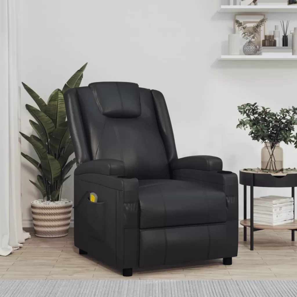 vidaXL Stoelen> Massagestoel Kunstleer Zwart