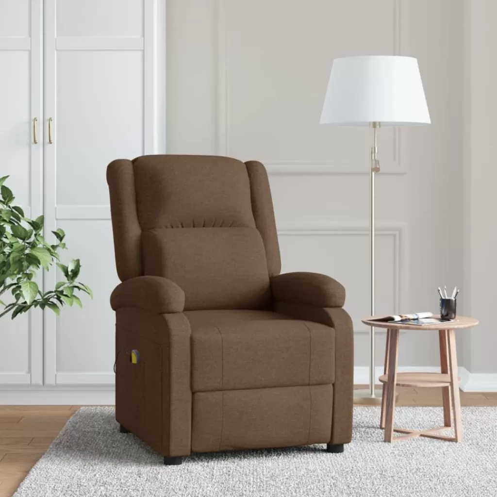 vidaXL Stoelen> Massagestoel Stof Bruin