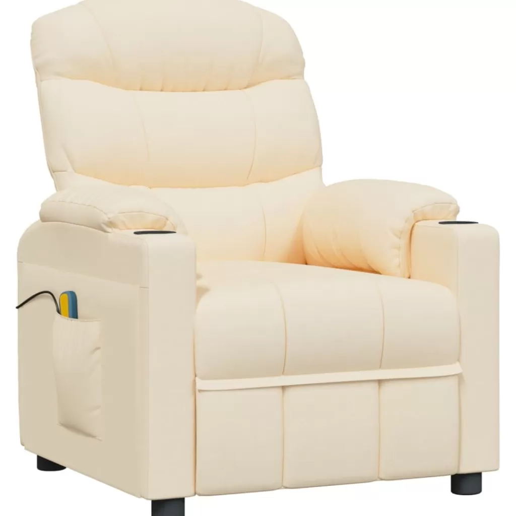 vidaXL Stoelen> Massagestoel Stof Cremekleurig