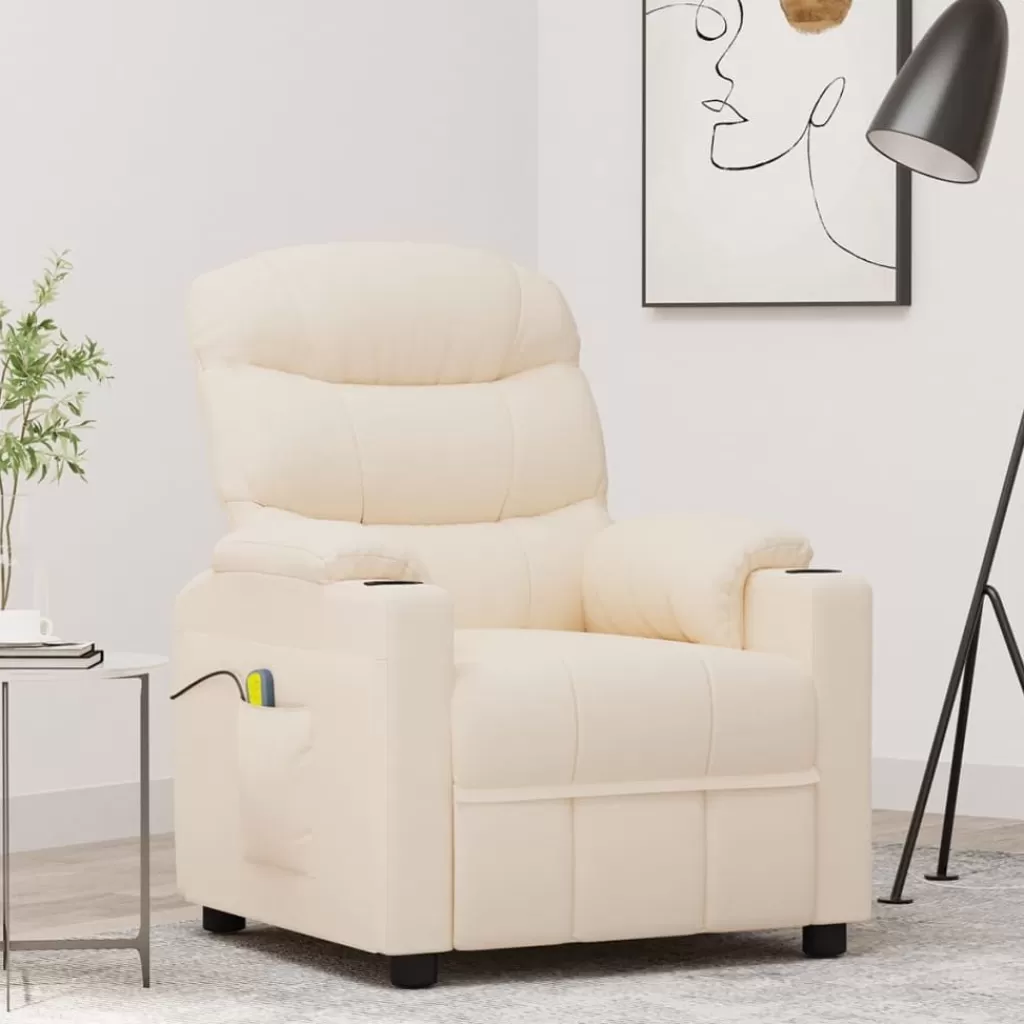 vidaXL Stoelen> Massagestoel Stof Cremekleurig