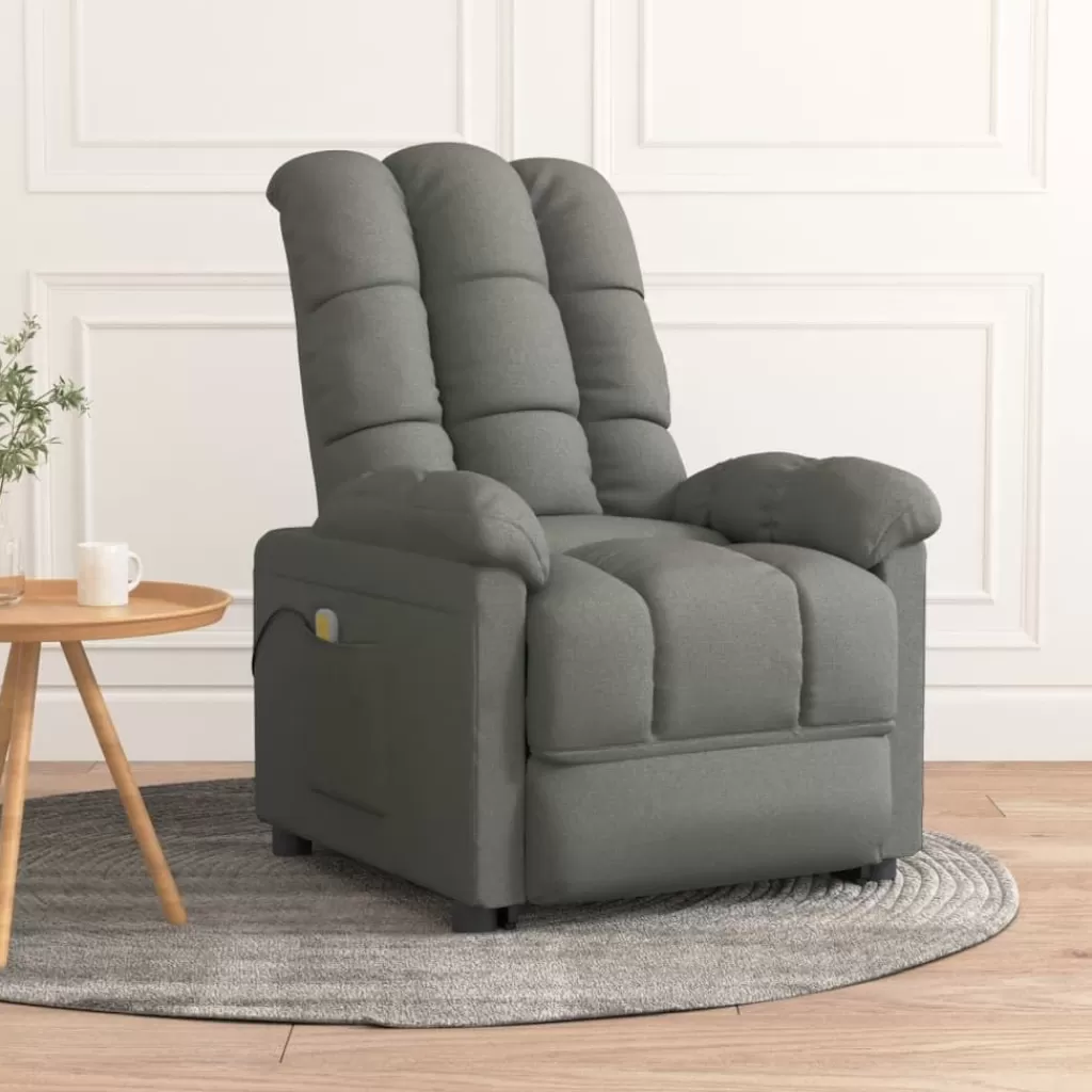 vidaXL Stoelen> Massagestoel Stof Donkergrijs