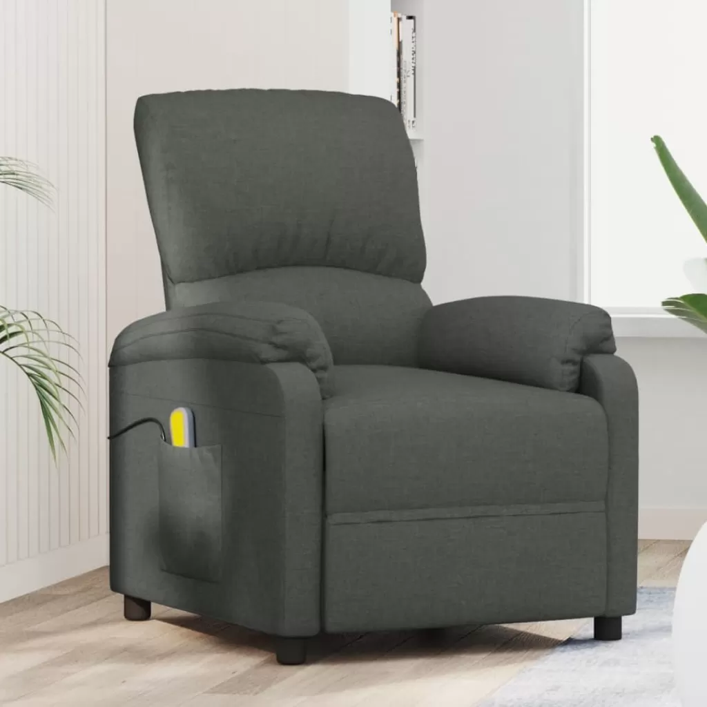 vidaXL Stoelen> Massagestoel Stof Donkergrijs