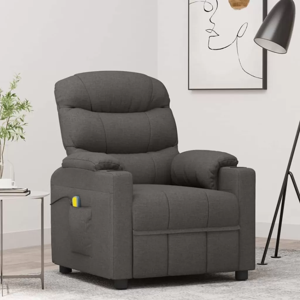 vidaXL Stoelen> Massagestoel Stof Donkergrijs