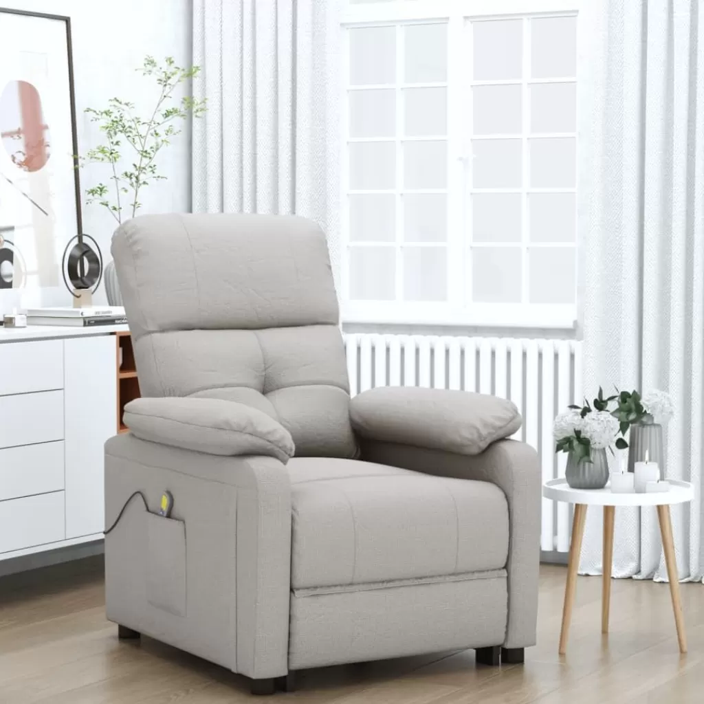 vidaXL Stoelen> Massagestoel Stof Taupe