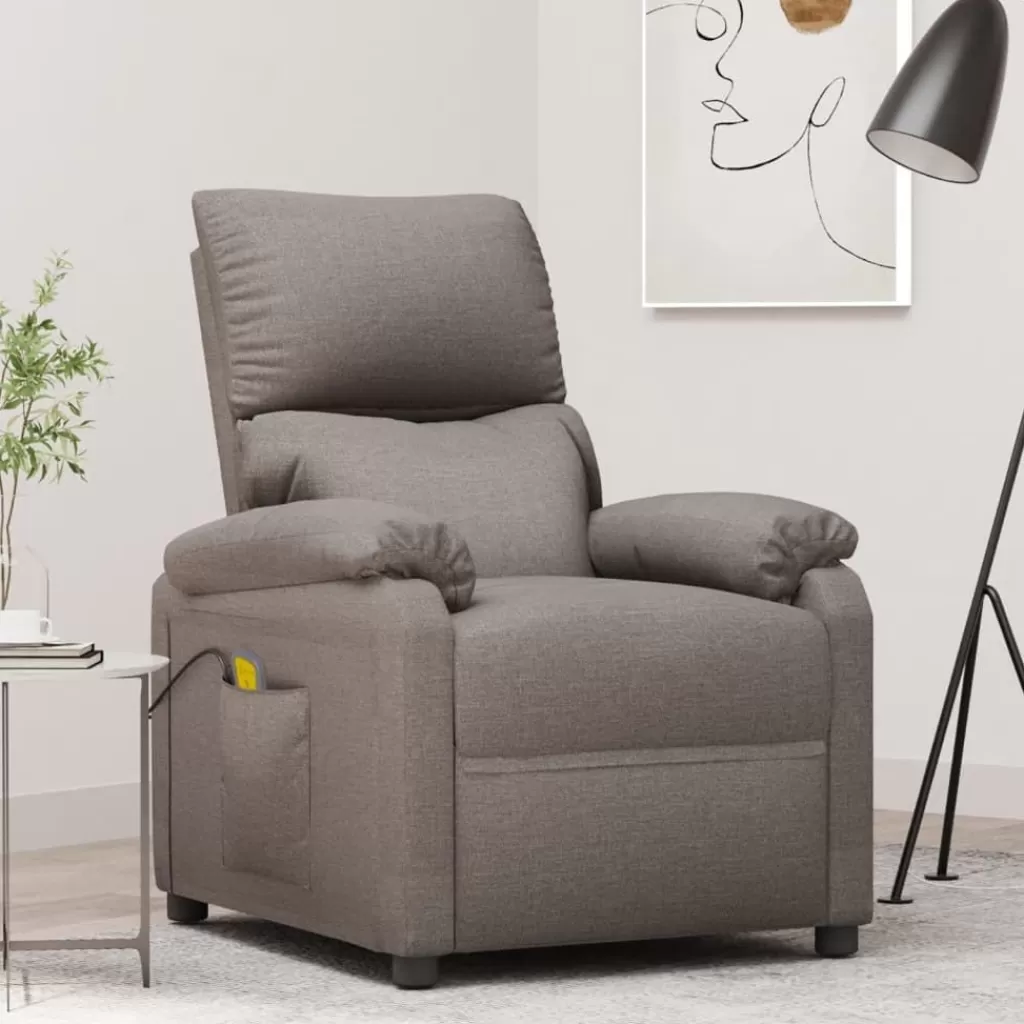 vidaXL Stoelen> Massagestoel Stof Taupe