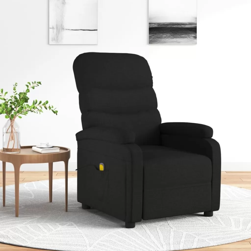 vidaXL Stoelen> Massagestoel Stof Zwart