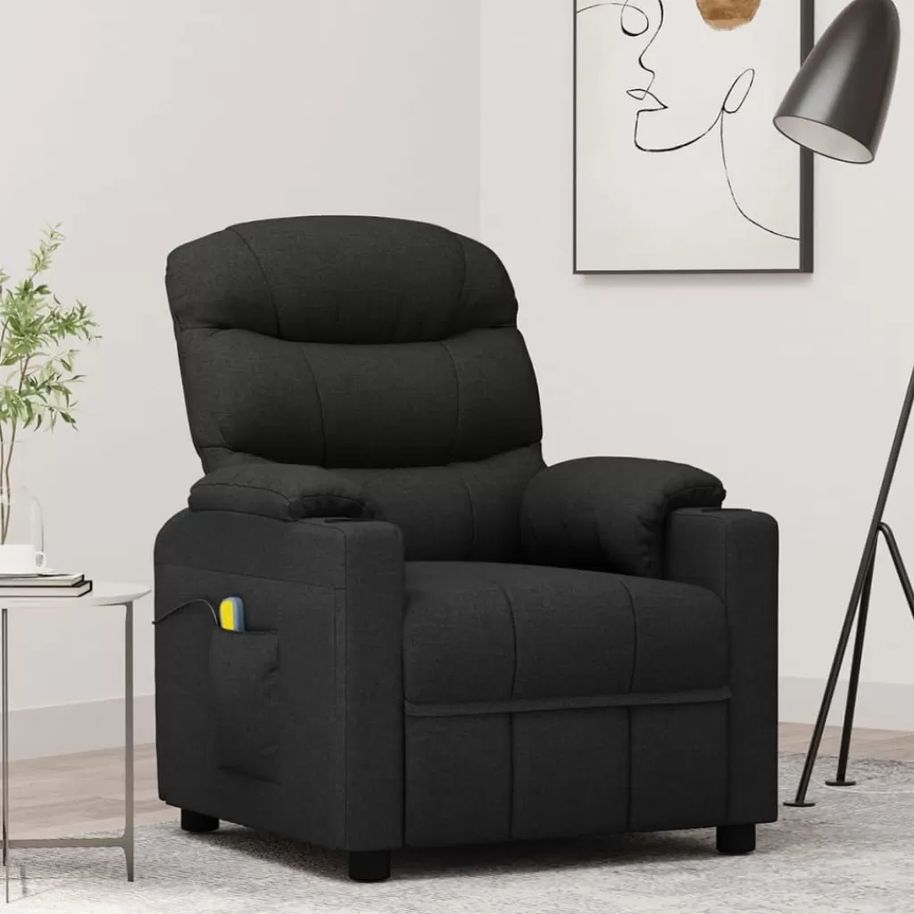 vidaXL Stoelen> Massagestoel Stof Zwart