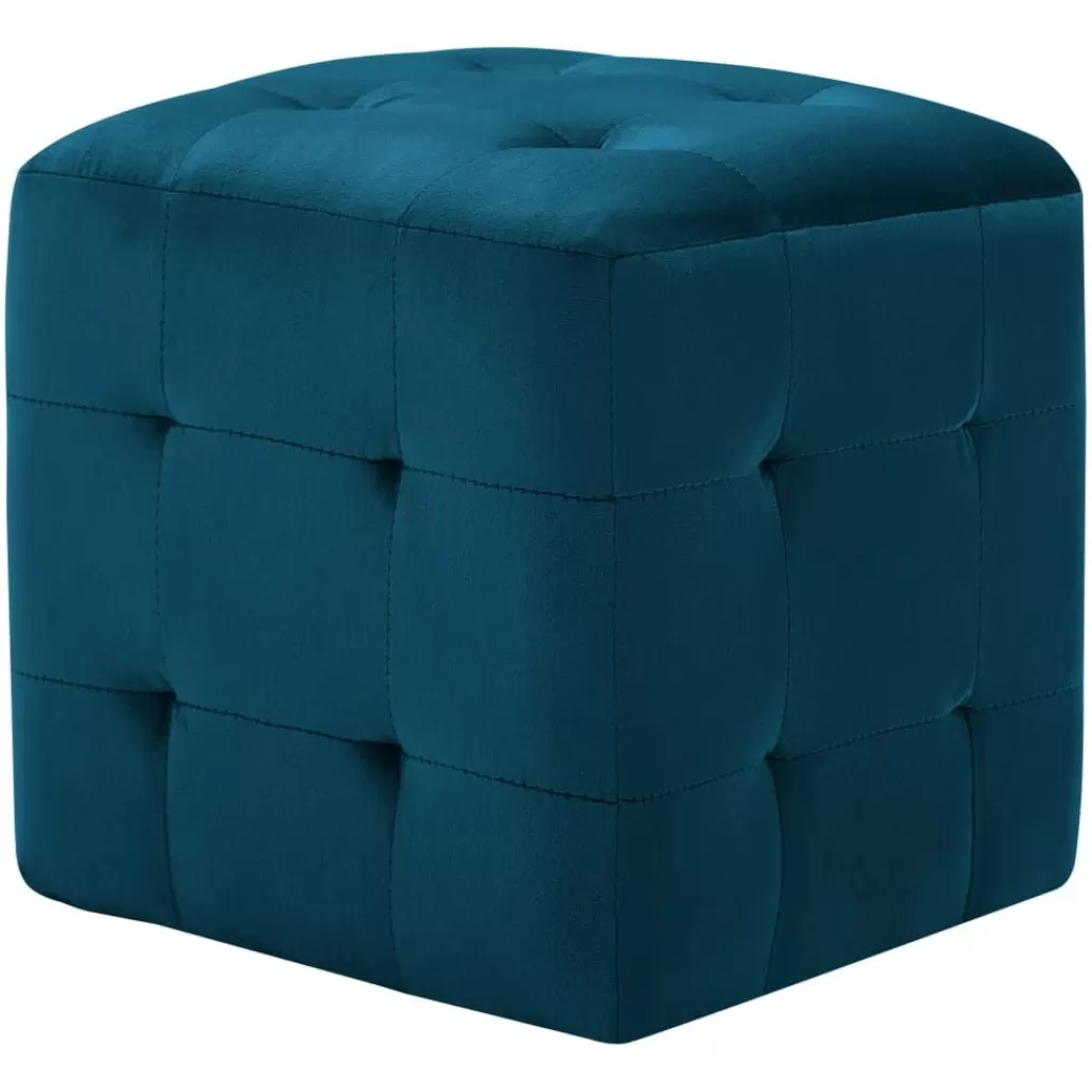 vidaXL Poefs> Poef 2 St 30X30X30 Cm Fluweel Blauw