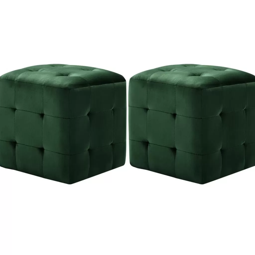 vidaXL Poefs> Poef 2 St 30X30X30 Cm Fluweel Groen