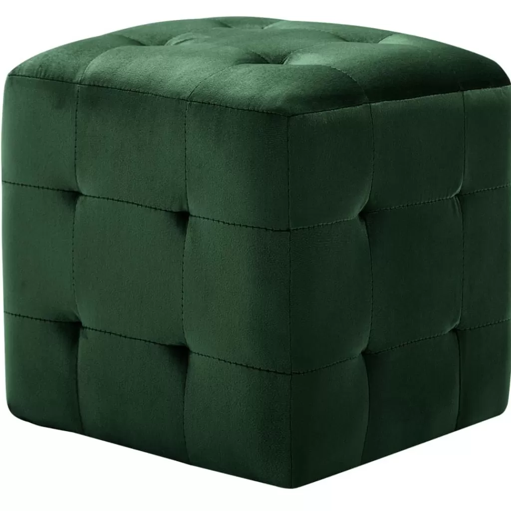 vidaXL Poefs> Poef 2 St 30X30X30 Cm Fluweel Groen