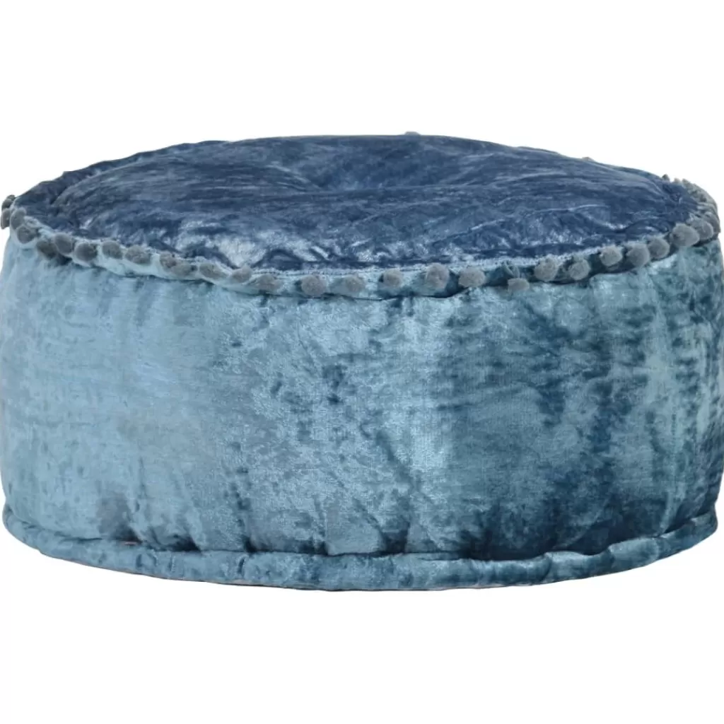 vidaXL Poefs> Poef Rond 40X20 Cm Fluweel Blauw