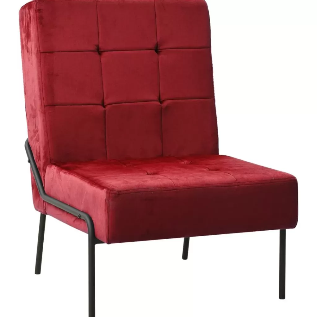 vidaXL Stoelen> Relaxstoel 65X79X87 Cm Fluweel Wijnrood