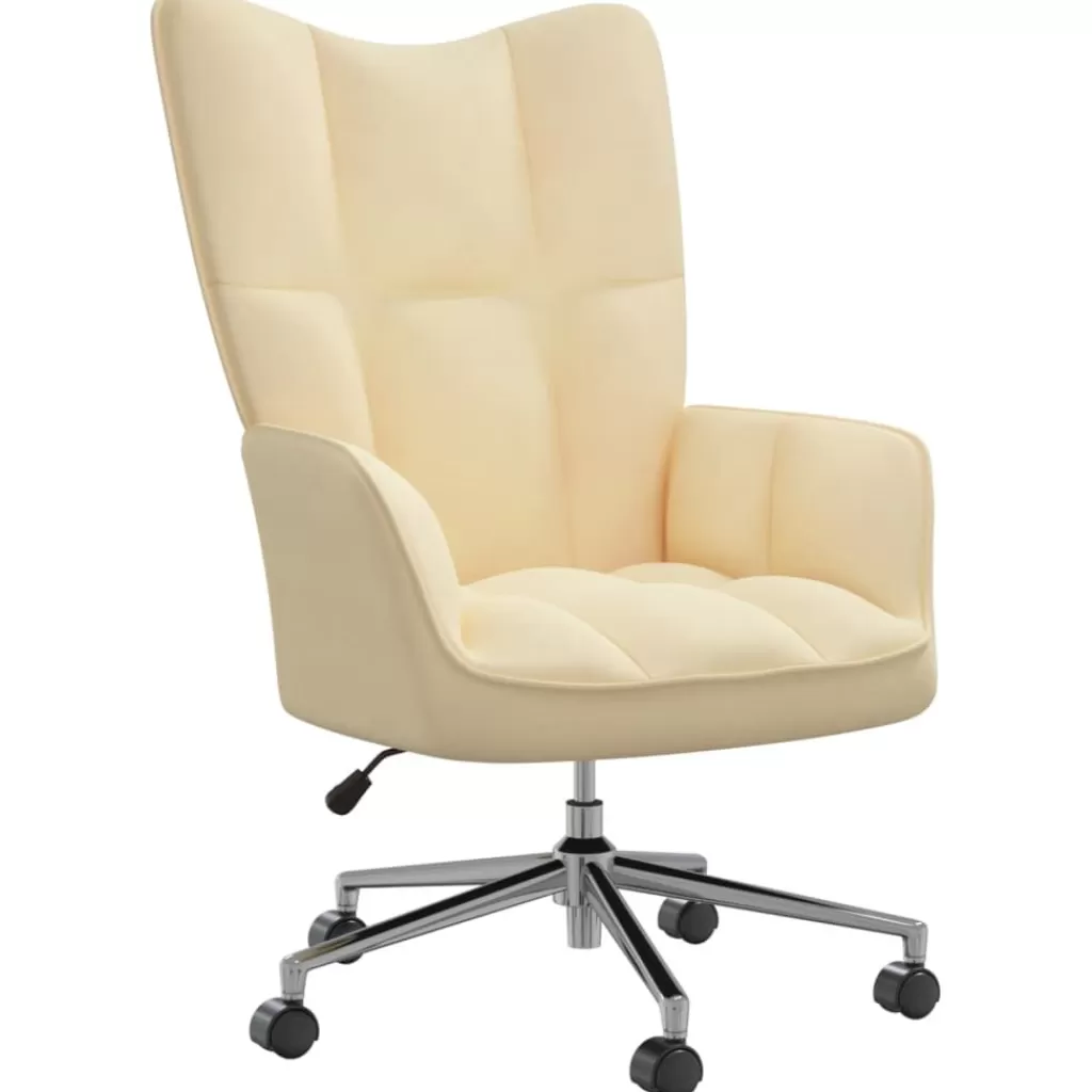 vidaXL Stoelen> Relaxstoel Fluweel Cremewit