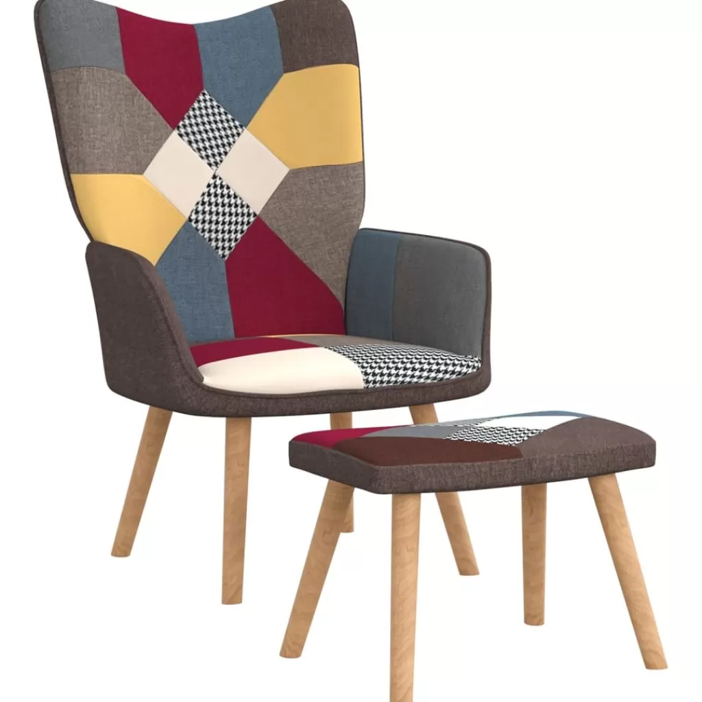 vidaXL Stoelen> Relaxstoel Met Voetenbank Patchwork Stof