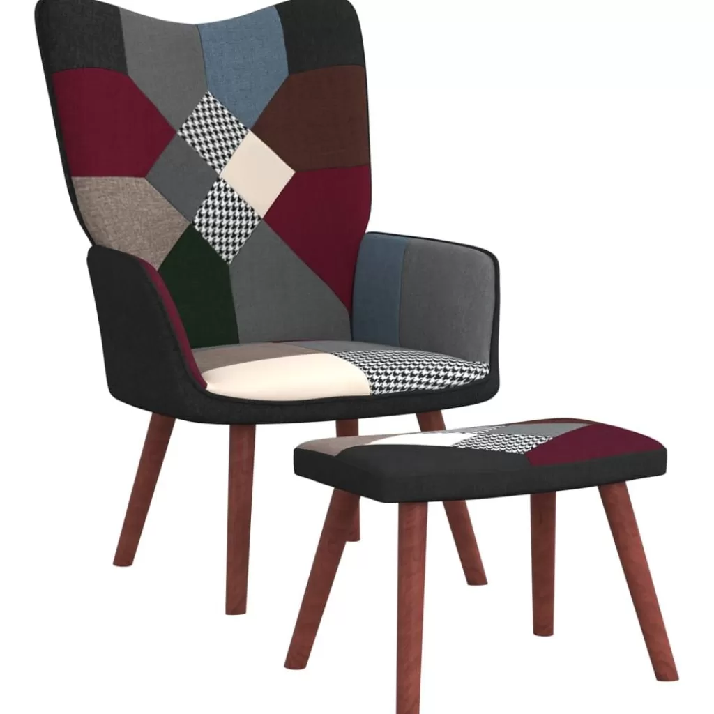 vidaXL Stoelen> Relaxstoel Met Voetenbank Patchwork Stof